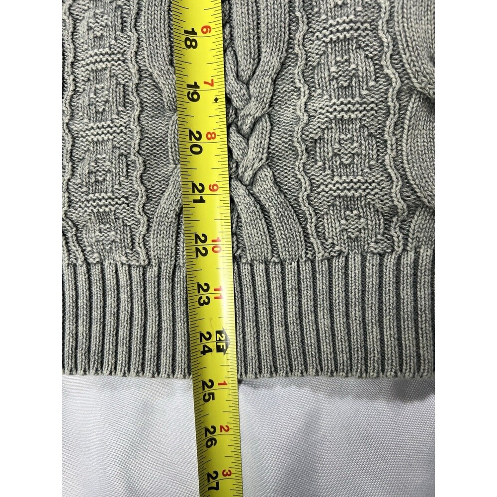 J Jill Olive Green Mineral Wash Thick Cable Knit Chunky Cotton Sweater L Tall - Picture 5 of 12